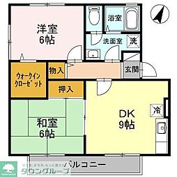 セントラルハイムA 2DKの間取図画像