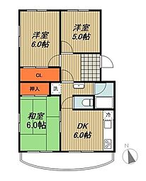 とよはる台サンハイツ 3DKの間取図画像