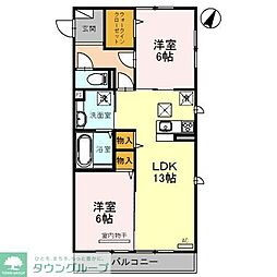 グランジュネス 2LDKの間取図画像