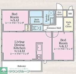 MOCXION大宮桜木 2LDKの間取図画像