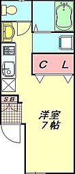 第1カネショービル ワンルームの間取図画像