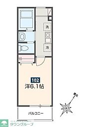 春日部市粕壁4丁目アパート 1Kの間取図画像