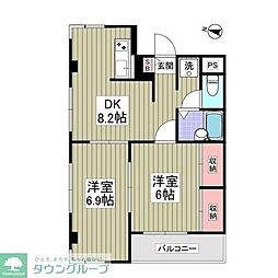 GardenFeel豊町 2DKの間取図画像