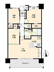 ル・サンク那覇西街 3LDKの間取図画像