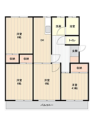 青山年ケ森ハイツA棟 4Kの間取図画像