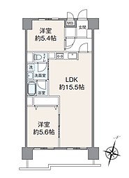 検見川ハイム2号棟 2LDKの間取図画像