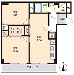 スカイタウン竹の塚 2LDKの間取図画像