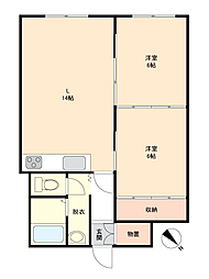 美園マンションNo.6 2LDKの間取図画像