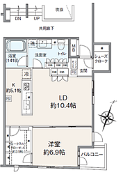 プラウドジェム幡ヶ谷 1LDKの間取図画像