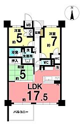 ル・シェモア安東 3LDKの間取図画像
