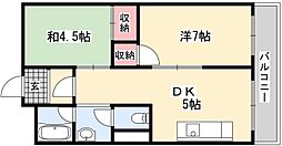 京阪本線 寝屋川市駅 徒歩11分の賃貸マンション 4階2DKの間取り