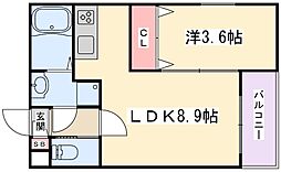 京阪本線 寝屋川市駅 徒歩8分の賃貸アパート 1階1LDKの間取り