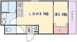 京阪本線 寝屋川市駅 徒歩8分の賃貸アパート 1階1LDKの間取り
