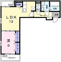 JR片町線(学研都市線) 四条畷駅 徒歩27分の賃貸アパート 2階1LDKの間取り
