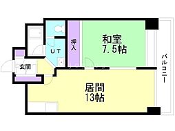 ハイデンス琴似 1LDKの間取図画像