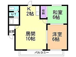 ハイツフェリス 2LDKの間取図画像