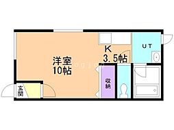トシコート八軒 1Kの間取図画像