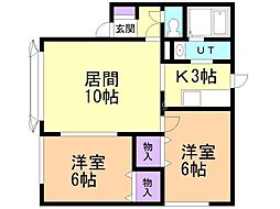 ルミエール高田 2LDKの間取図画像