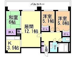 ソレイユ発寒 3LDKの間取図画像