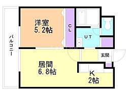 ホープ銭函 1LDKの間取図画像