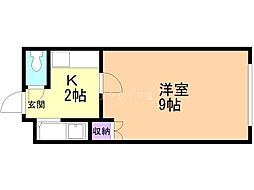 パラシオン琴似 1Kの間取図画像