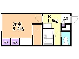 レオパレスポラリス 1Kの間取図画像