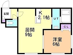アボンド 1LDKの間取図画像