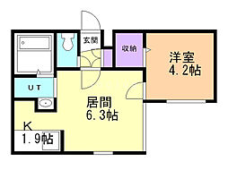 アイアール二十四軒 1LDKの間取図画像