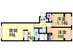 ノインフォーゲル 2LDKの間取図画像