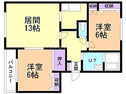 サンモール142 2LDKの間取図画像