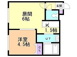 サンコート・稲積公園2 1DKの間取図画像