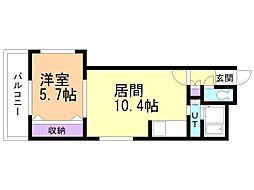 カサ・ロッソ西町 1LDKの間取図画像