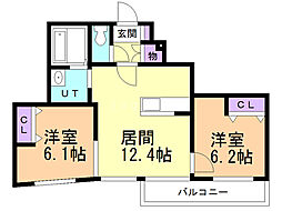 サンアイローヤル17 2LDKの間取図画像