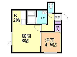 ブロッサム2 1LDKの間取図画像