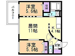 ガーデンテラス24 2LDKの間取図画像
