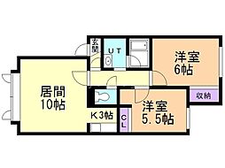 ソフィア稲積 2LDKの間取図画像