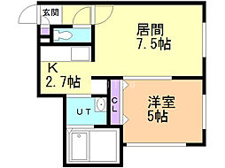 VILLALIBERTAS 1LDKの間取図画像
