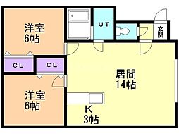キウイハイツ 2LDKの間取図画像