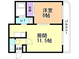 クラリス琴似 1LDKの間取図画像