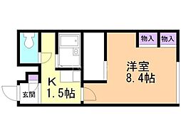 レオパレスアビテ 1Kの間取図画像