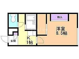 レオパレスくるみの木 1Kの間取図画像