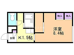 レオパレスサン曙 1Kの間取図画像