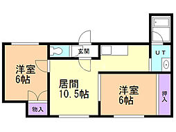 エスコート富丘 2LDKの間取図画像