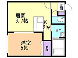 ケレス発寒 1LDKの間取図画像