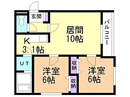 Primavera 2LDKの間取図画像