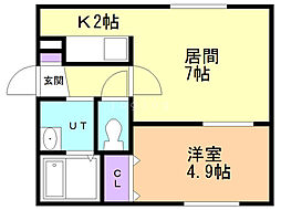 ハピネス発寒 1LDKの間取図画像