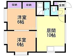 レカナッティ新発寒 2LDKの間取図画像