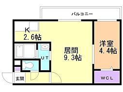 アンジュール発寒南 1LDKの間取図画像