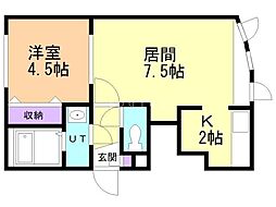 コートブランシェ 1LDKの間取図画像