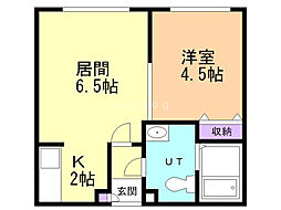 コートブランシェ 1LDKの間取図画像